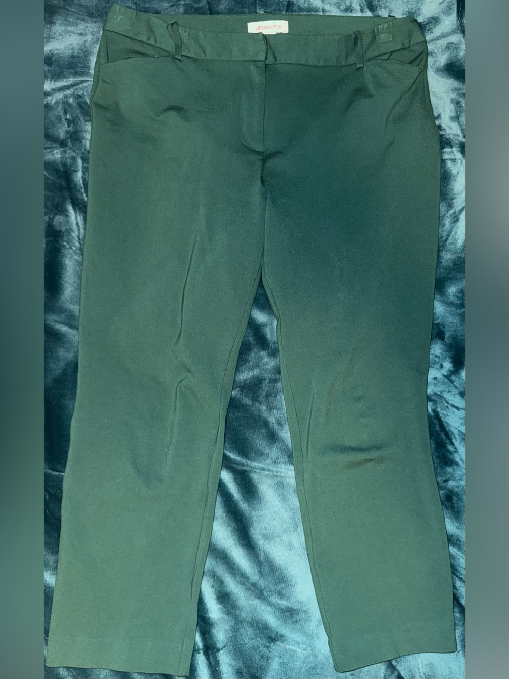 Dark Green Cropped Ponte Pants — Slim Fit